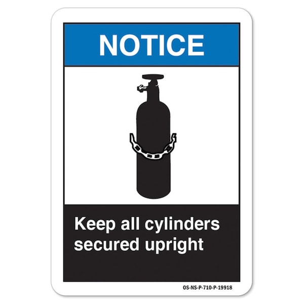 ANSI Notice, Aluminum, 10" x 7", Landscape, Keep All Cylinders Secured Upright